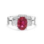 Platinum two piece diamond and colored stone ring - 10813