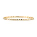 14k yellow gold diamond bangle bracelet. - 10829