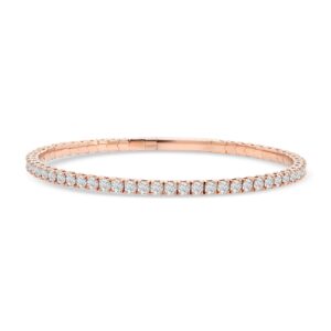 14k rose gold flexible diamond bangle. - 10895