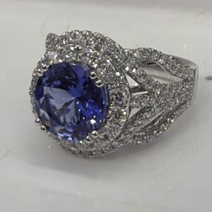 18k white gold diamond semi-mount ring. - 10968