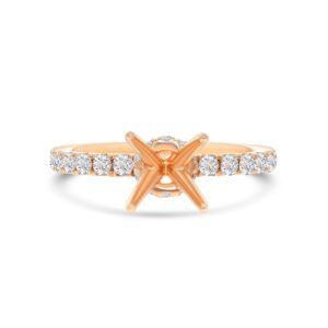 18k rose gold hidden halo semi-mount diamond ring. - 10970
