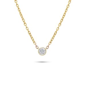 14k yellow gold solitaire necklace - 11013