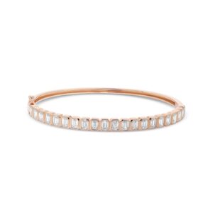 18k rose gold diamond bangle bracelet. - 11037