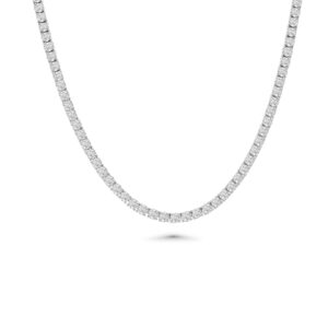 14k white gold diamond tennis necklace. - 11200