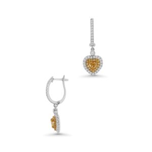 14k white gold diamond drop earrings. - 11369