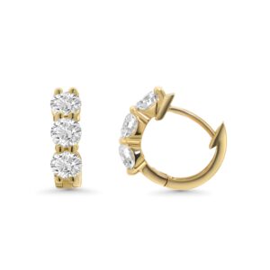 14k yellow gold diamond earrings. - 11422