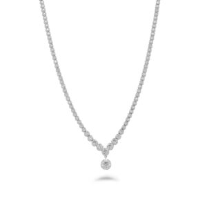 14k white gold diamond drop necklace. - 11552