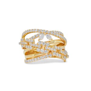 18k yellow gold diamond cocktail ring. - 11598