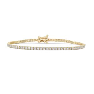 14k yellow gold diamond diamond tennis bracelet. - 11637