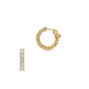 14k yellow gold diamond huggie earrings. - 11800